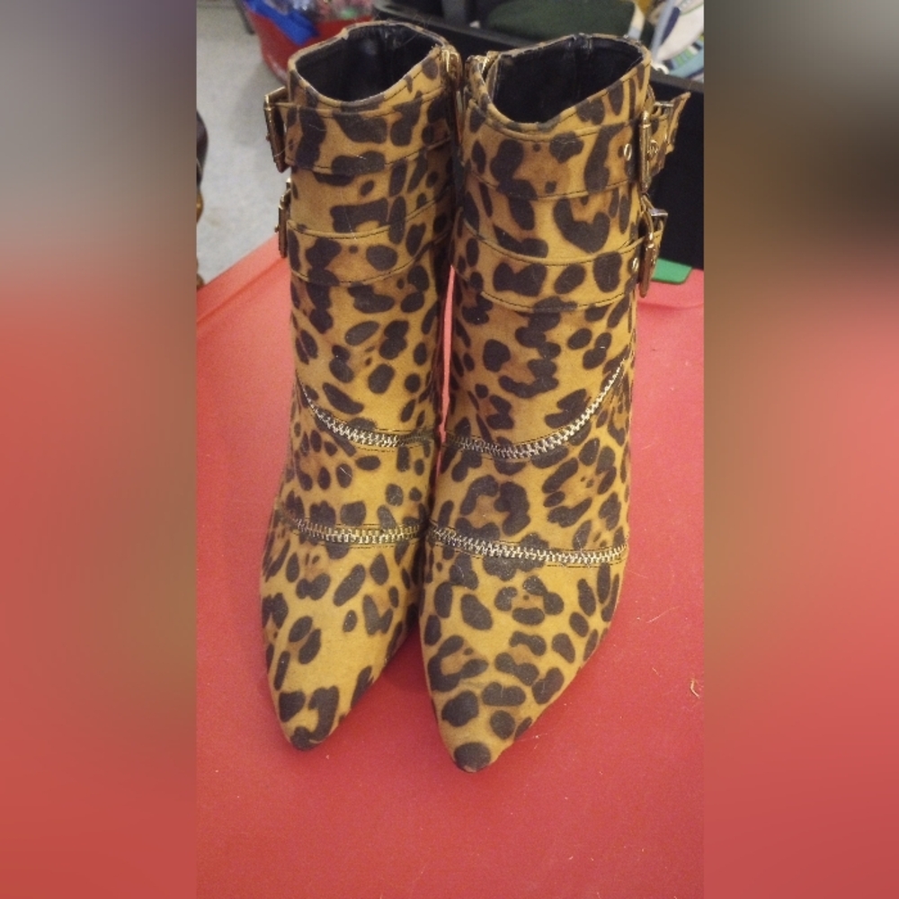Leopard Print Ankle Boots Stelletto Heals